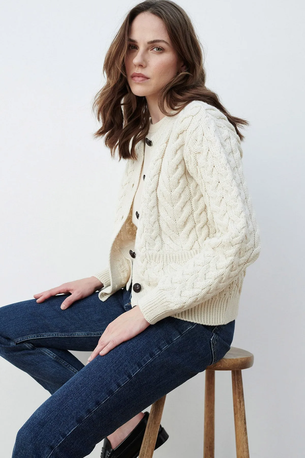 Super Soft Merino Wool Cardigan in Cream