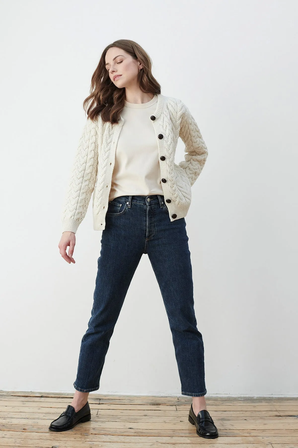 Super Soft Merino Wool Cardigan in Cream