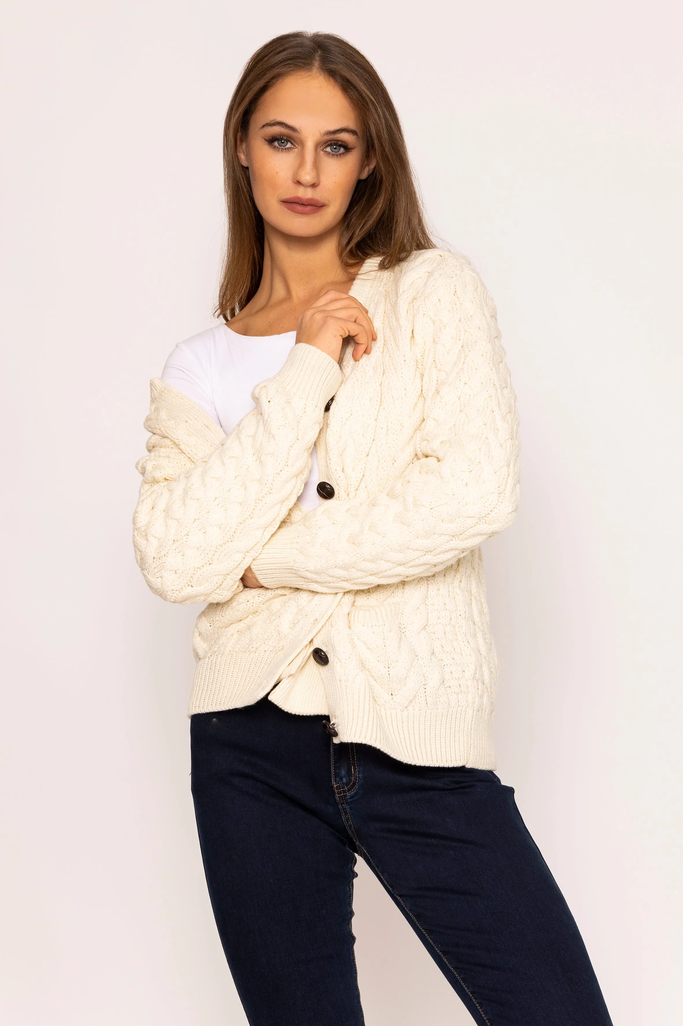 Super Soft Merino Wool Cardigan in Cream