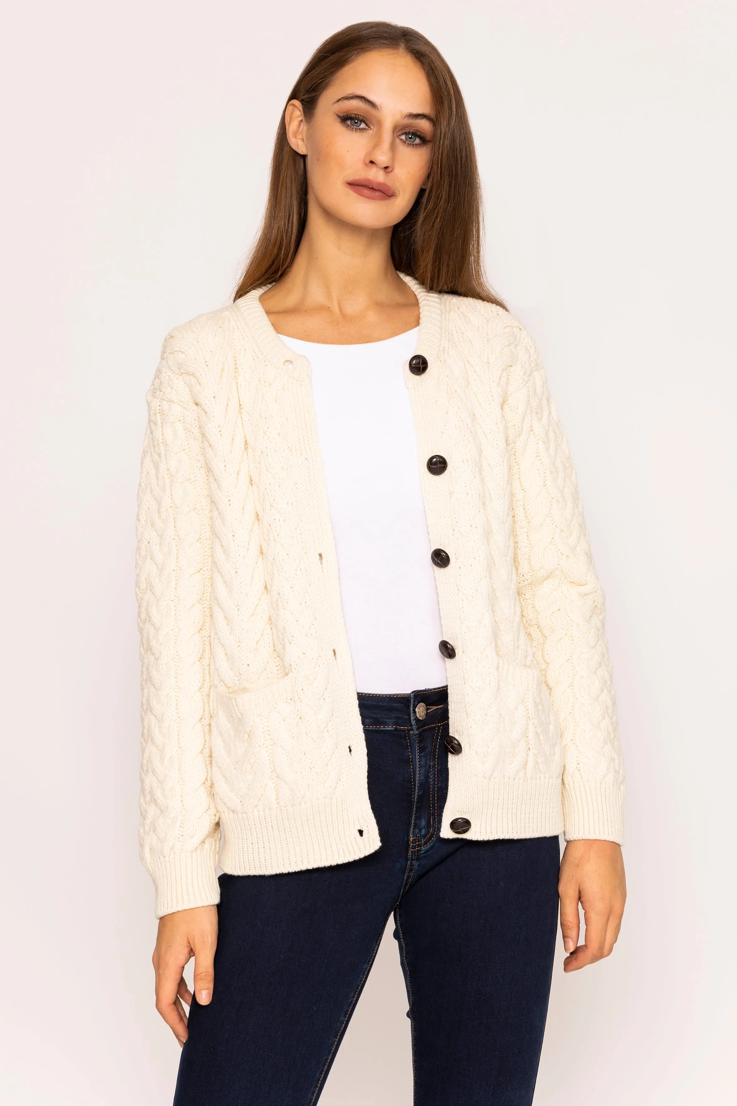 Super Soft Merino Wool Cardigan in Cream