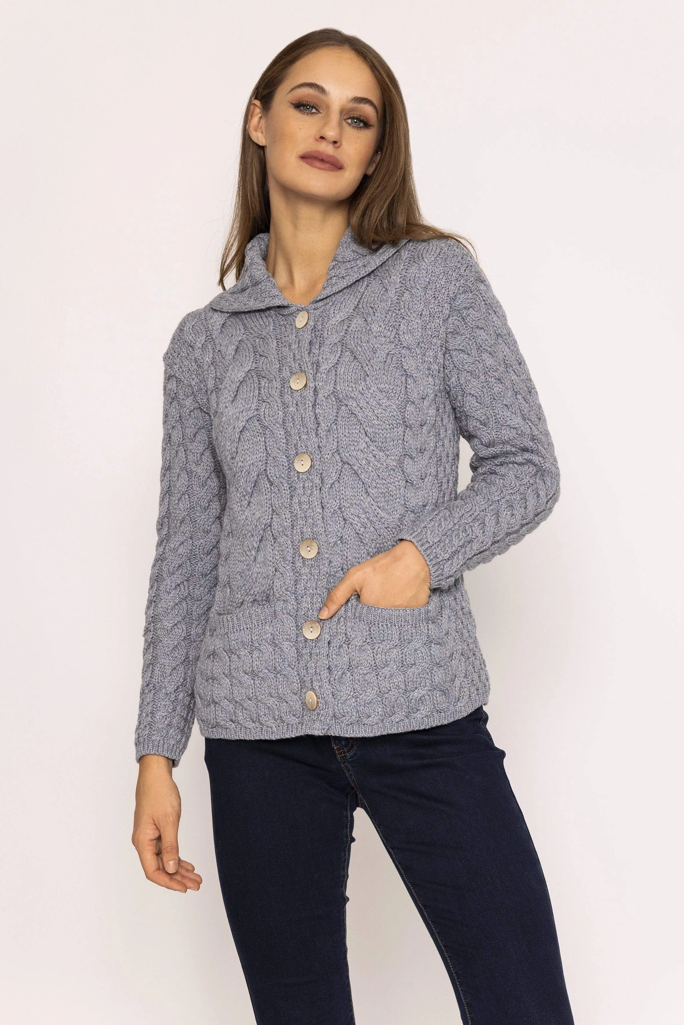 Supersoft Merino Wool Women's Cardigan in Grey