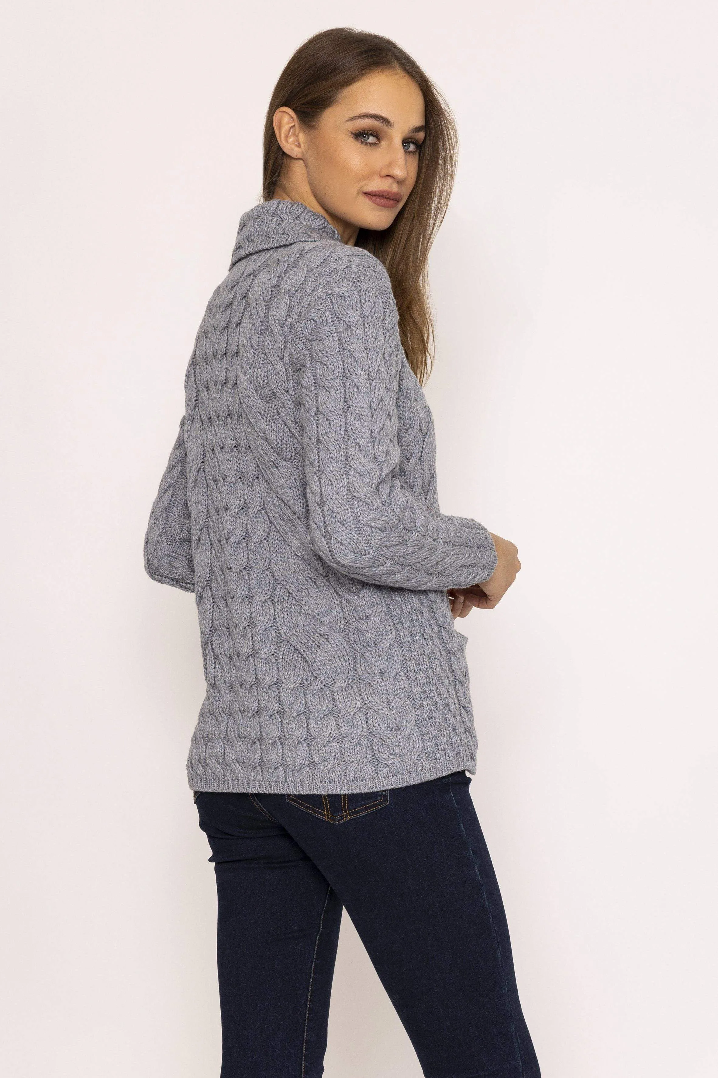 Supersoft Merino Wool Women's Cardigan in Grey