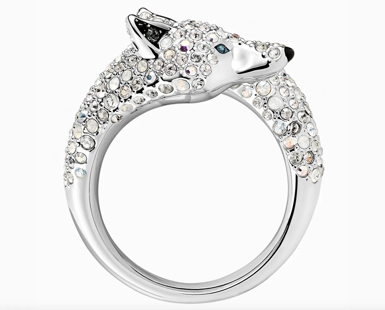 Swarovski POLAR BESTIARY WOLF COCKTAIL RING, Rhodium, Sz M/7/55 -5497659