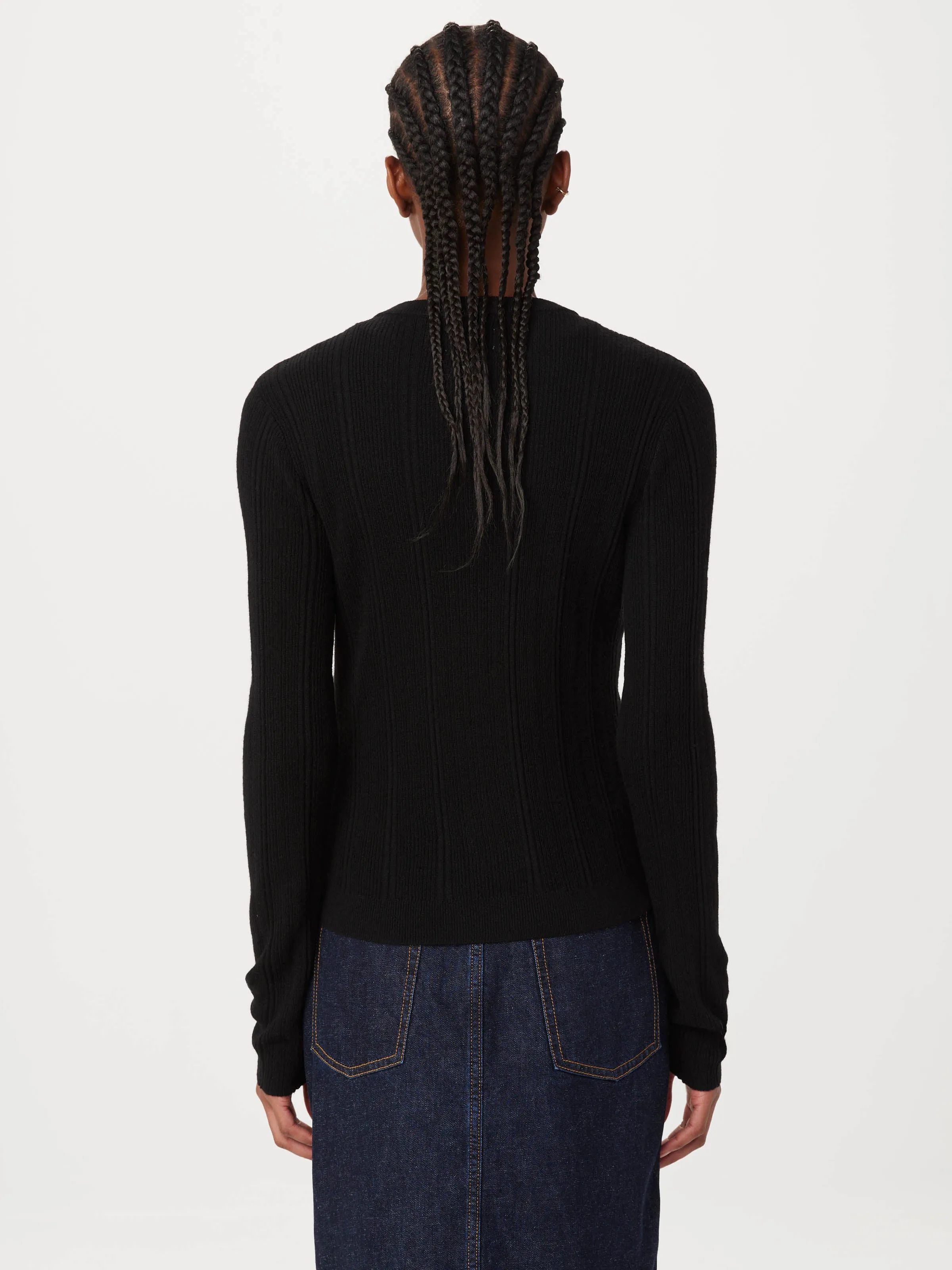 The Merino Wool Fitted Cardigan in Black