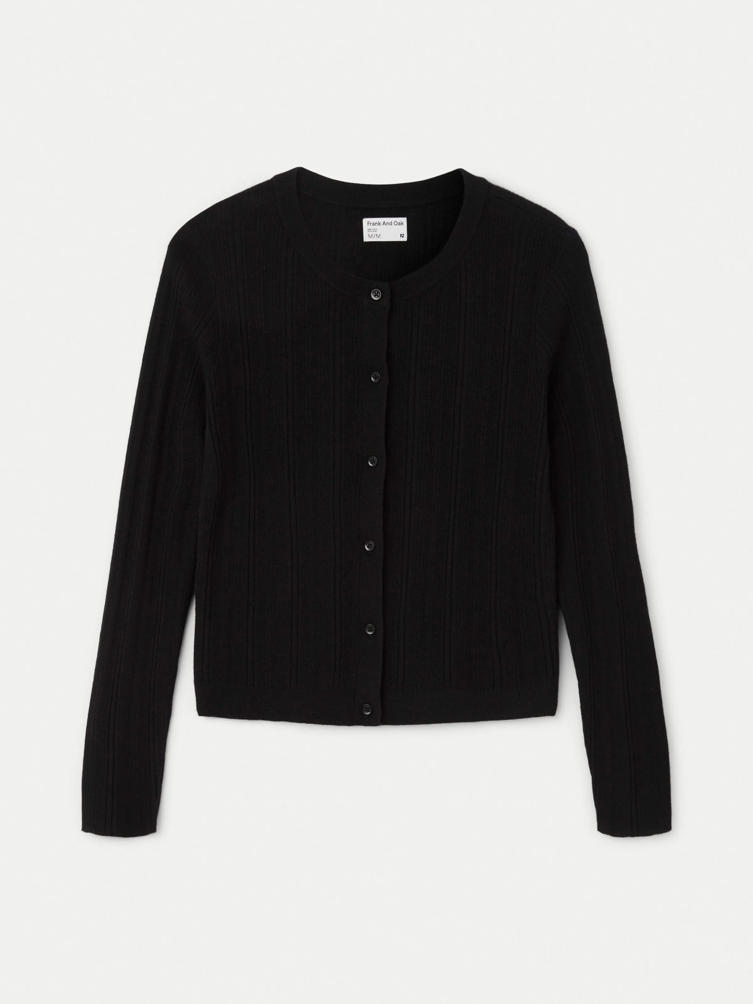 The Merino Wool Fitted Cardigan in Black