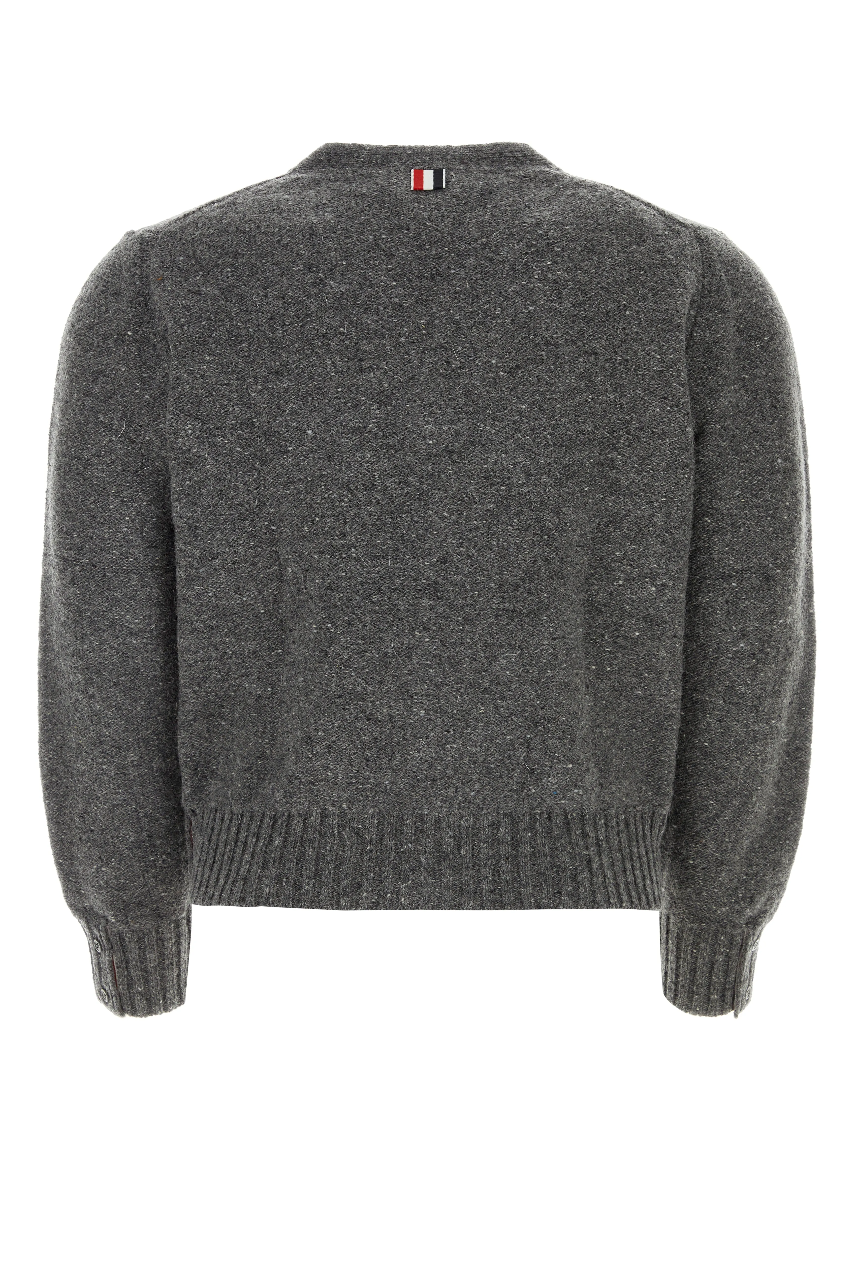 Thom Browne Melange Dark Grey Wool Blend Cardigan