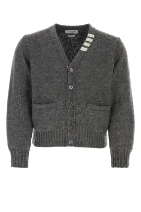 Thom Browne Melange Dark Grey Wool Blend Cardigan