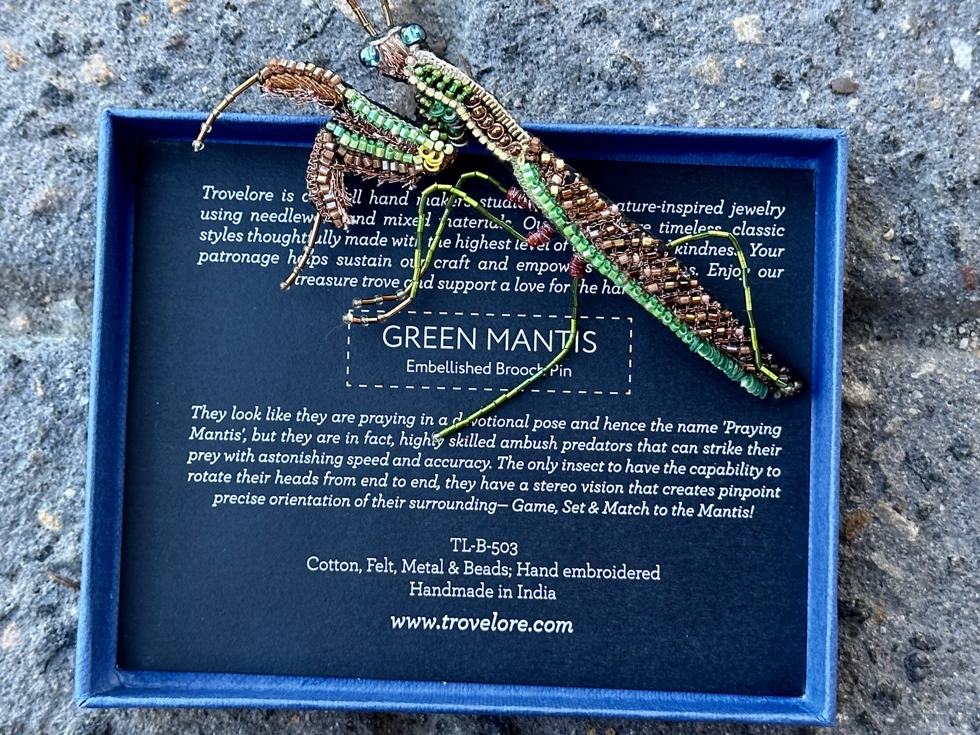 Trovelore Brooch Green Mantis