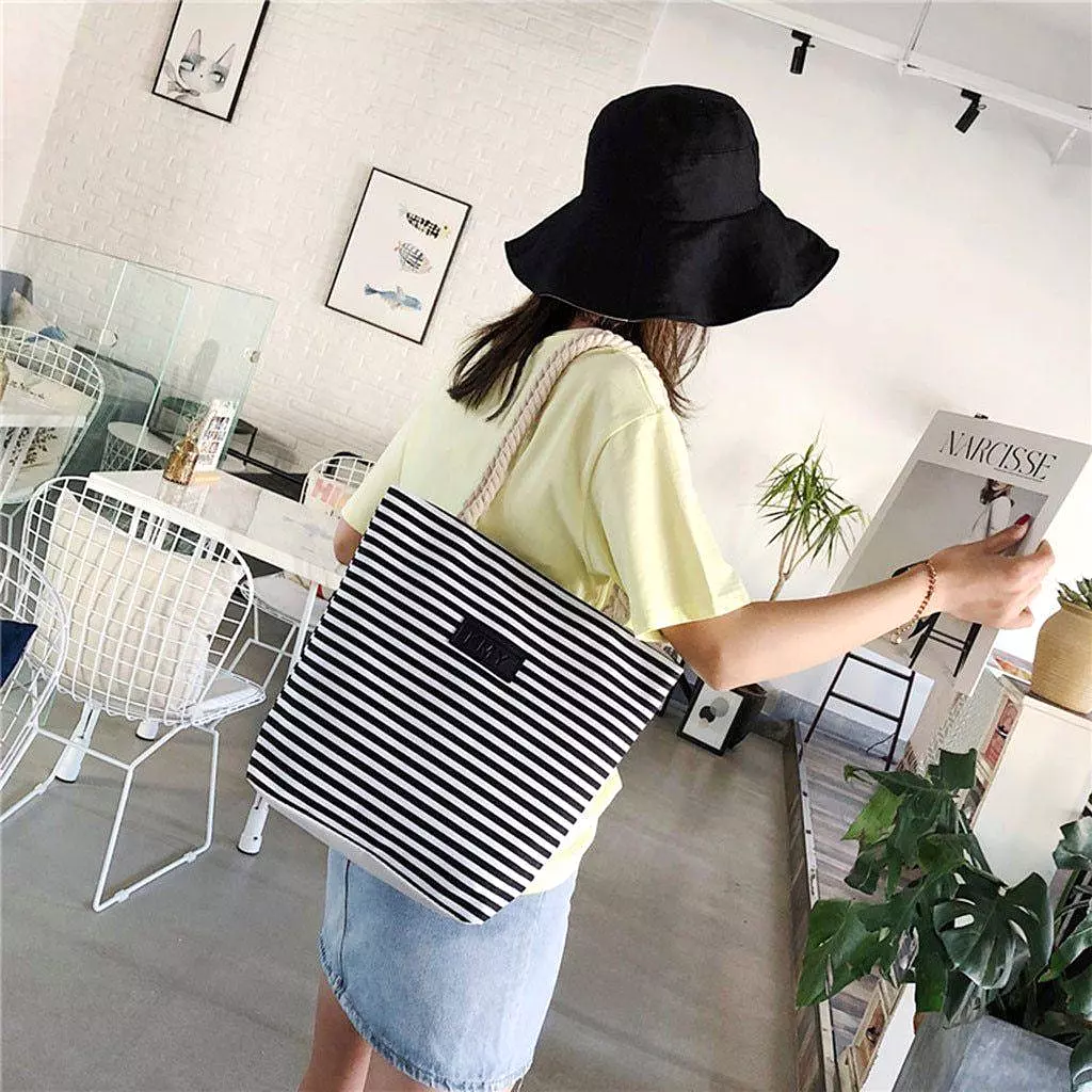 Vacation Mode Striped Beach Bag