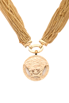 Versace Gold Toned Chain Pendant Necklace