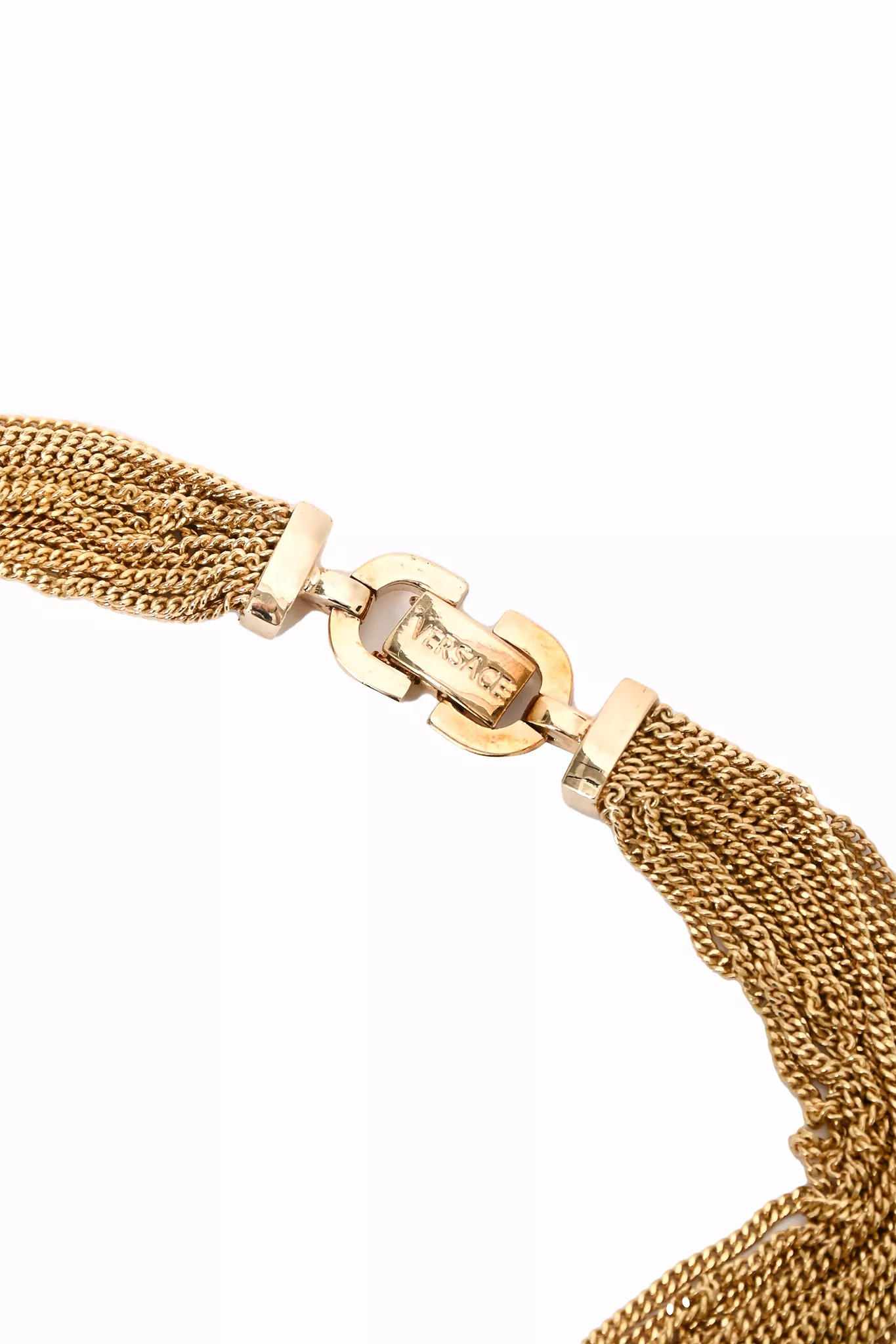 Versace Gold Toned Chain Pendant Necklace