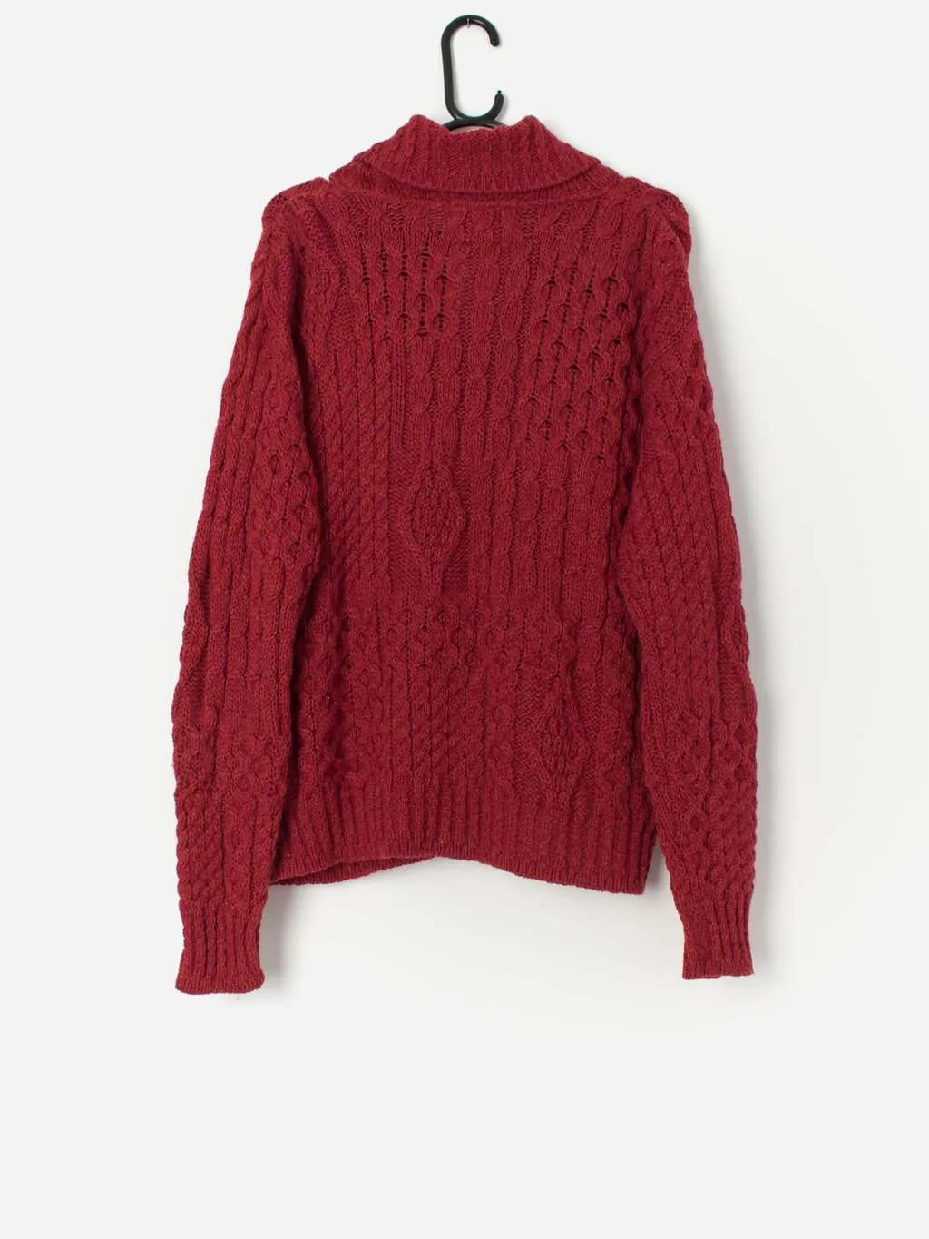 Vintage Aran Crafts merino wool cardigan in red – Large / XL