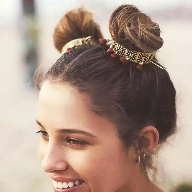 Vintage Crown Bun Pin Leaf Bun Top Hair Stick Alloy Tassels Bun Holder Chic Hair Accessories