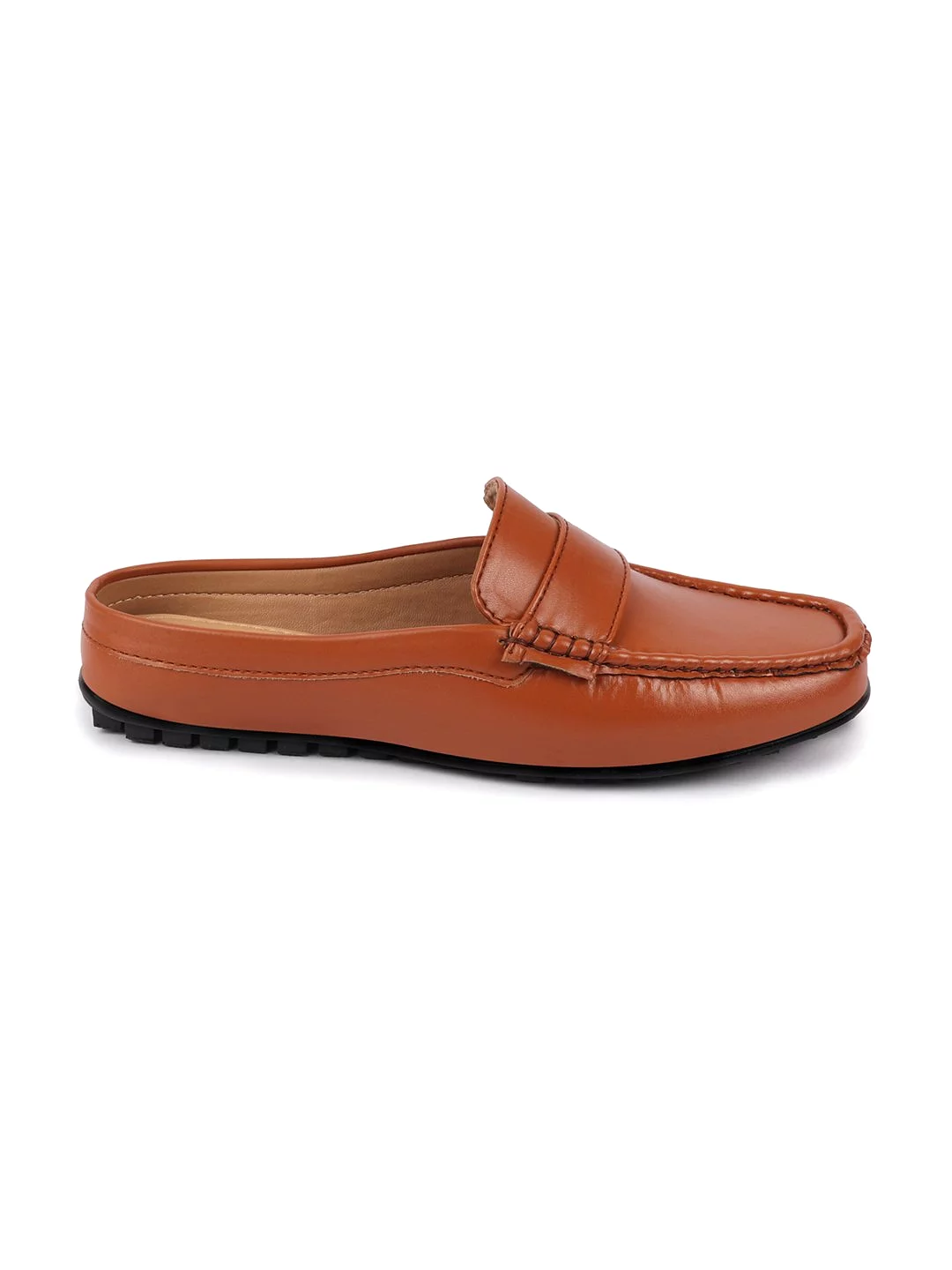 Women Tan Back Open Mocassin Slip On Shoes