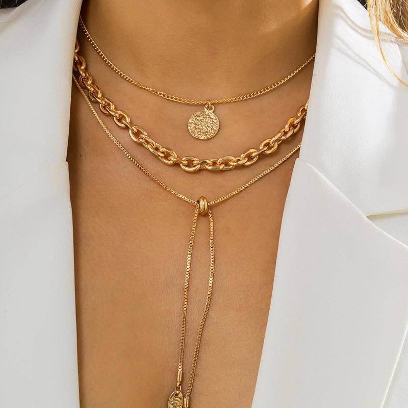 Women's Adjusting Chain Coin Pendant Necklaces