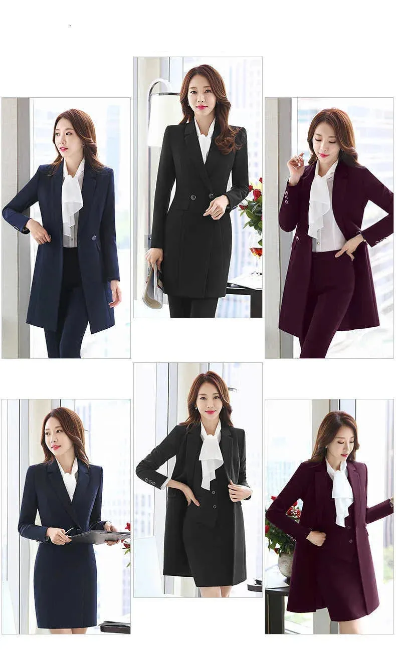 Women's Business Winter Formal OL Style Office Work Wear Blazer and Skirt Set