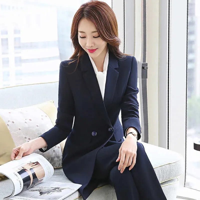 Women's Business Winter Formal OL Style Office Work Wear Blazer and Skirt Set