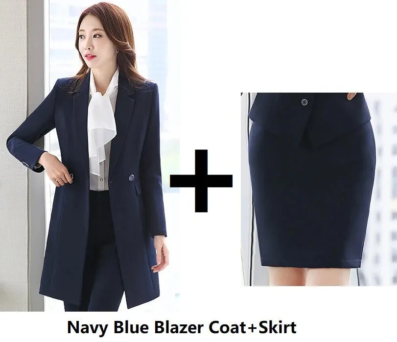 Women's Business Winter Formal OL Style Office Work Wear Blazer and Skirt Set