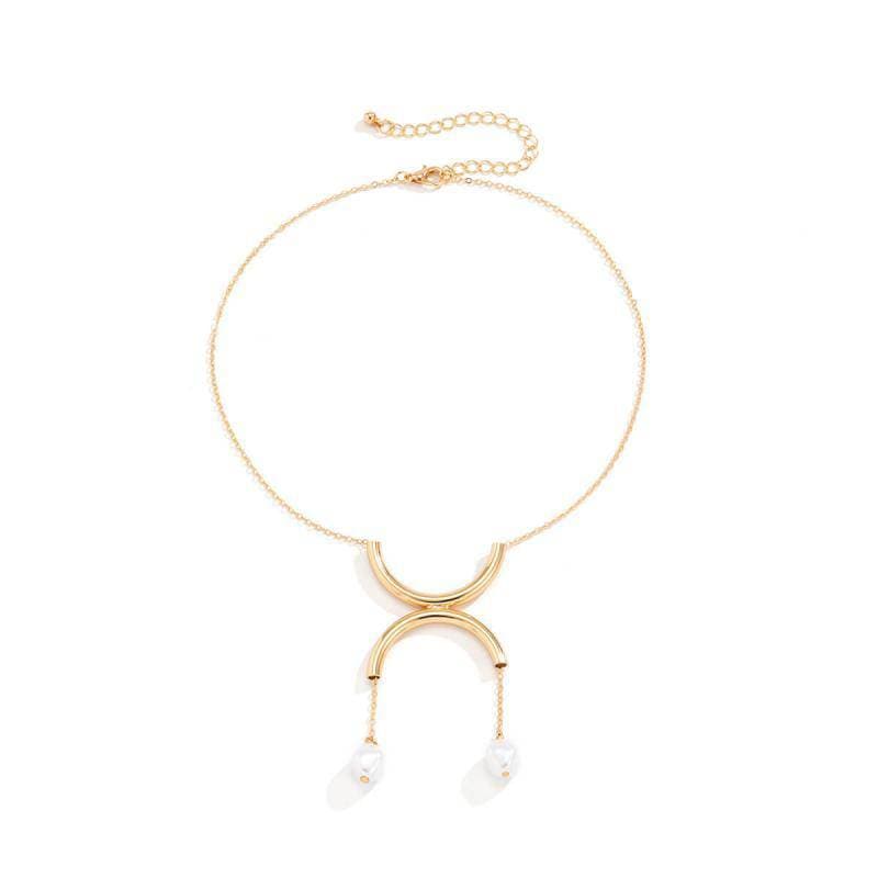 Women's Simple Faux Pearl Semicircle Pendant Necklaces