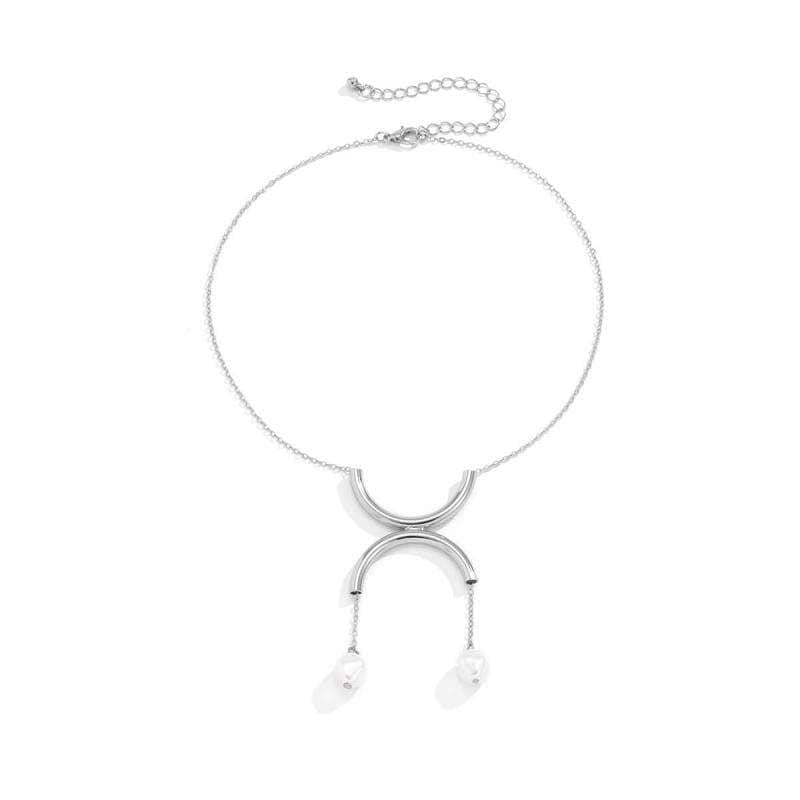 Women's Simple Faux Pearl Semicircle Pendant Necklaces