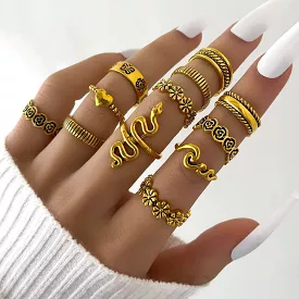 Women's Snake Star Flowers Butterfly Waves Rings