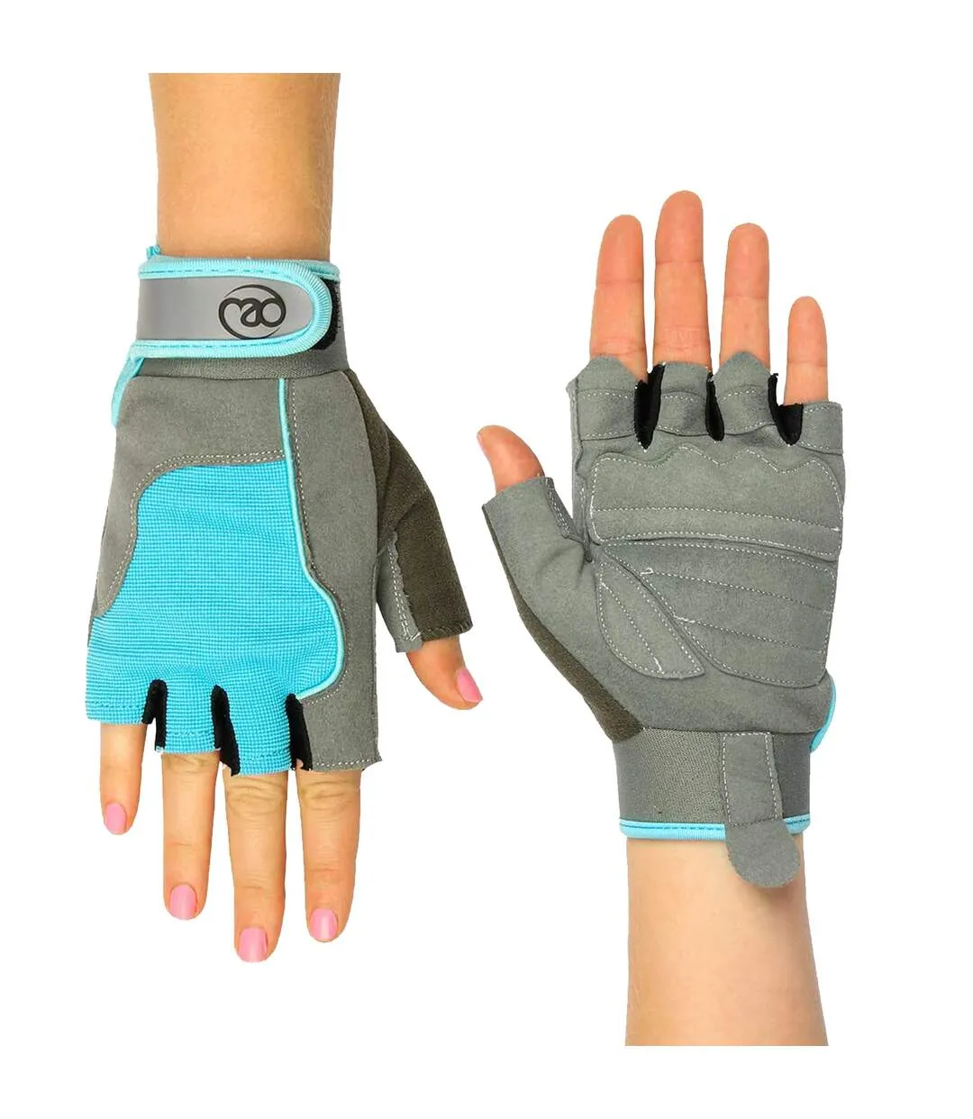 Womens/ladies training gloves grey/blue Fitness Mad