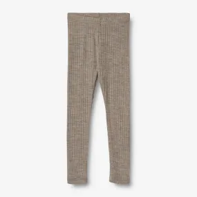 Wool Silk Leggings Agi - khaki melange