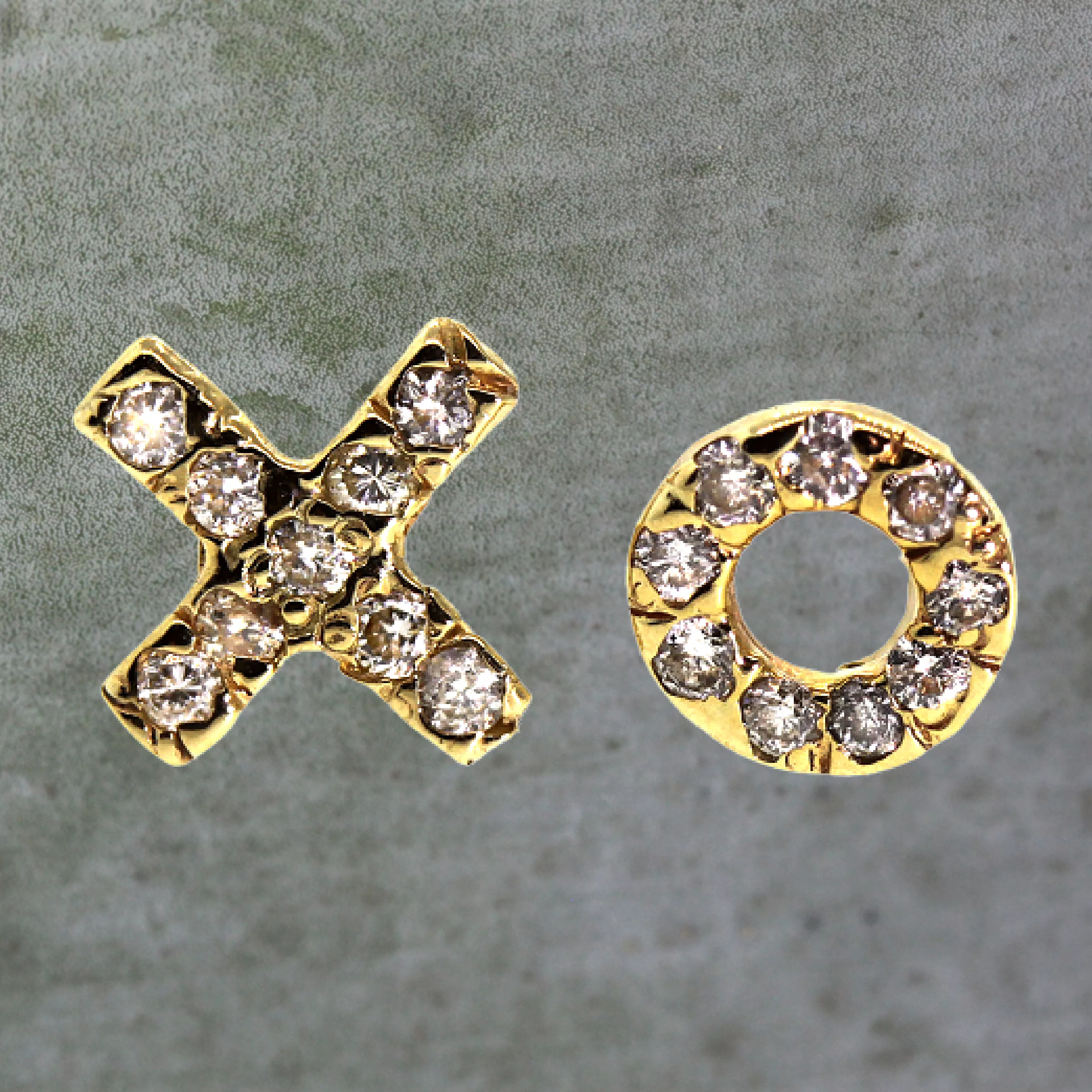 XO Gold Diamond Stud Earrings