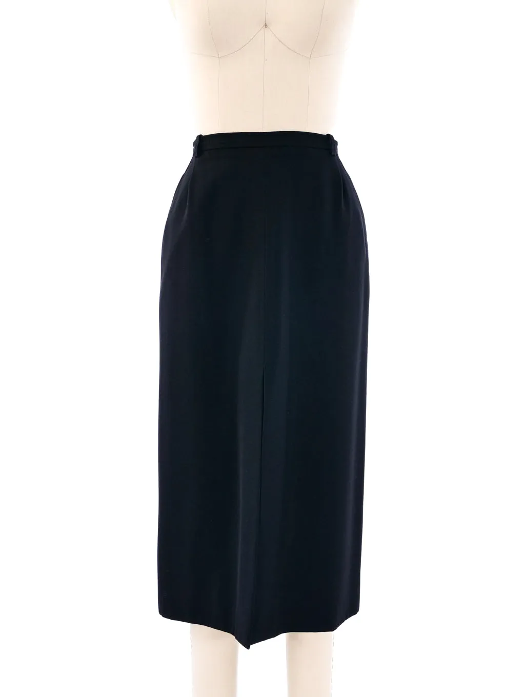 Yves Saint Laurent Black Wool Midi Skirt