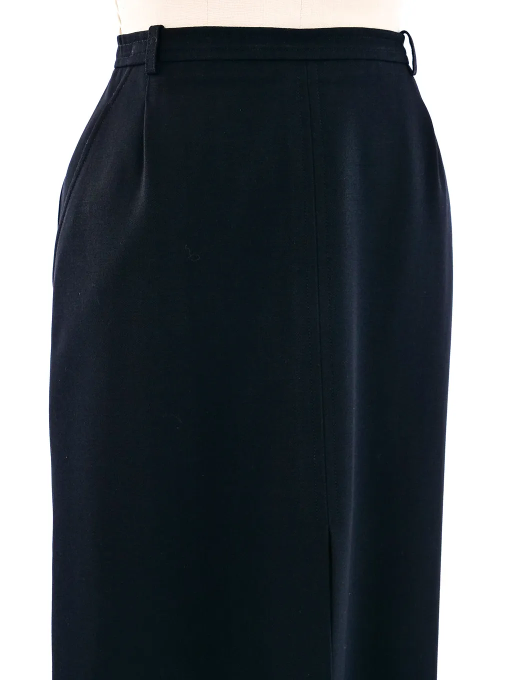 Yves Saint Laurent Black Wool Midi Skirt