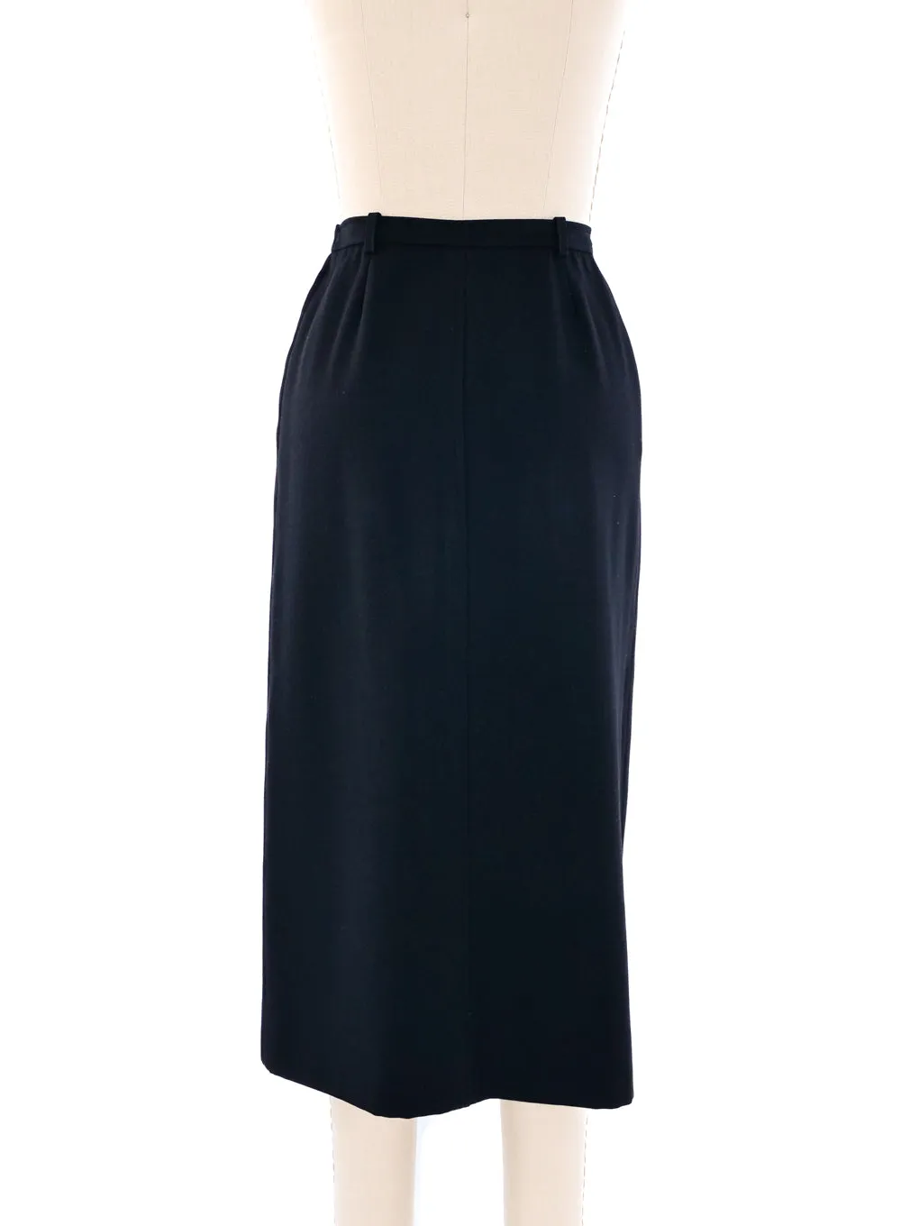 Yves Saint Laurent Black Wool Midi Skirt