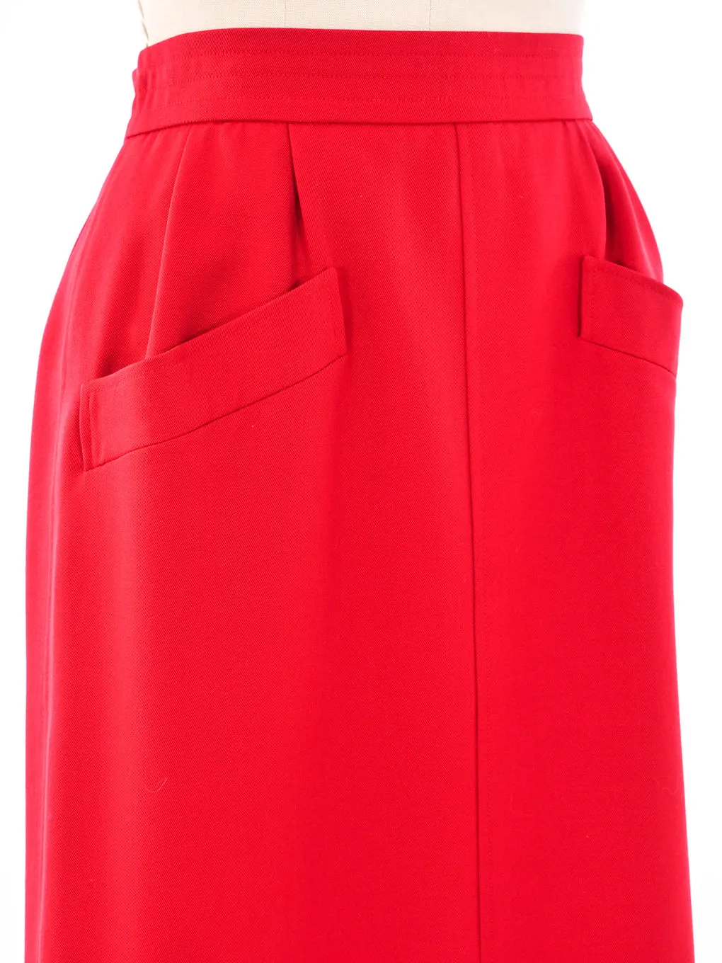 Yves Saint Laurent Wool Red Skirt