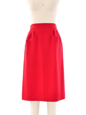 Yves Saint Laurent Wool Red Skirt