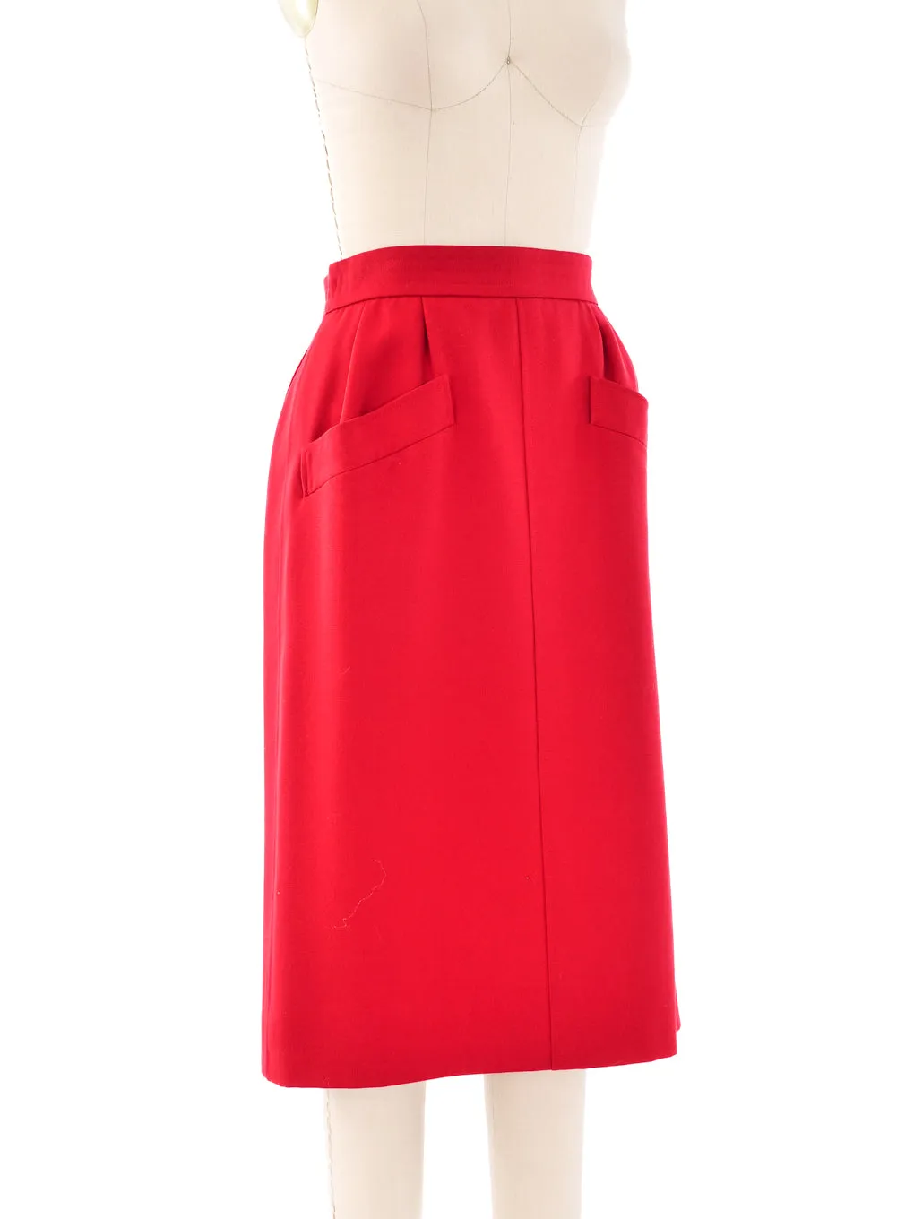 Yves Saint Laurent Wool Red Skirt